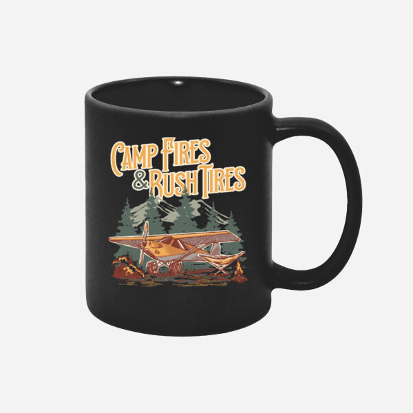 Camp Fires & Bush Tires Black Ceramic Mug Thumbnail